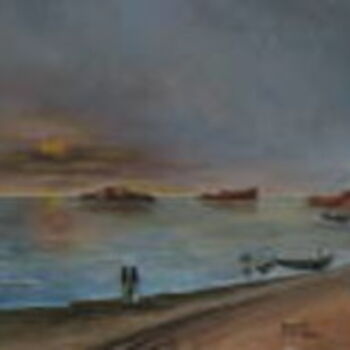 Pintura titulada "Omani Beach" por Sami Qureshi, Obra de arte original