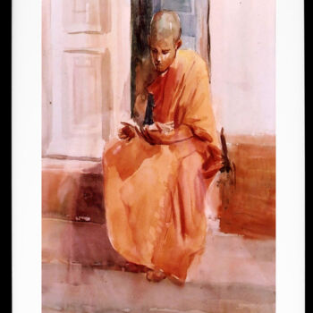 「Learnings」というタイトルの絵画 Sameera Kalupahanaによって, オリジナルのアートワーク, 水彩画 ガラスにマウント