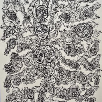 Drawing titled "LA VÉRITÉ ET LA LUM…" by Salvador  Moreno, Original Artwork, Marker