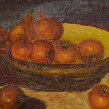 Painting titled "LES POMMES" by Salvador  Moreno, Original Artwork, Oil