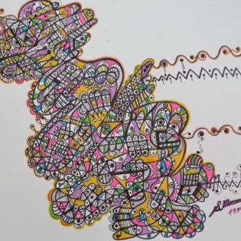 Dessin intitulée "ONDES ENERGETIQUES" par Salvador  Moreno, Œuvre d'art originale, Marqueur