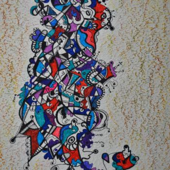 Drawing titled "LA FORCE DE L'ESPRIT" by Salvador  Moreno, Original Artwork, Marker