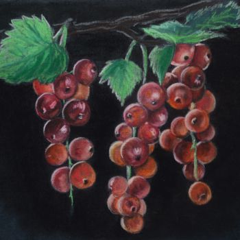 Drawing titled "red currant" by Natalia Samoilova, Original Artwork, Pastel