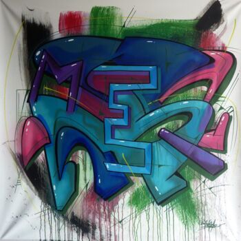 Painting titled "trace n° 2419" by Saname, Original Artwork, Spray paint