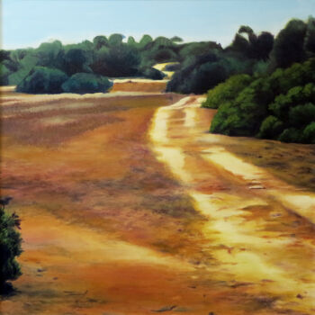 Ζωγραφική με τίτλο "Path in the fields" από Sand, Αυθεντικά έργα τέχνης, Λάδι Τοποθετήθηκε στο Ξύλινο φορείο σκελετό