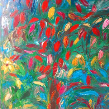 Schilderij getiteld "Printemps repousse…" door Sandra Land, Origineel Kunstwerk, Olie