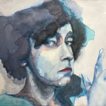 「Colette II」というタイトルの絵画 Sandra Ludwigによって, オリジナルのアートワーク, 水彩画 ウッドパネルにマウント