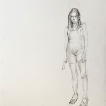 「Transformation」というタイトルの描画 Sandra Ludwigによって, オリジナルのアートワーク, 鉛筆 ウッドパネルにマウント