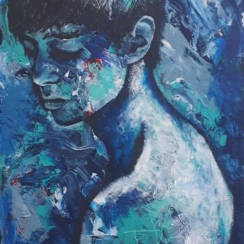 Peinture intitulée "Prince bleu" par Sandra Ollivier, Œuvre d'art originale, Acrylique Monté sur Châssis en bois