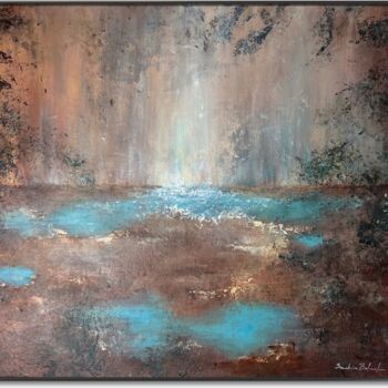 Painting titled "Cascade 3" by Sandrine Belmont, Original Artwork, Acrylic Mounted on Wood Stretcher frame