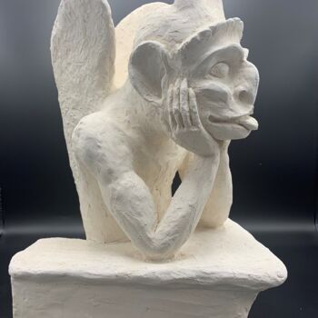 Sculpture titled "La gargouille de No…" by Sandrine Julien (Nizebulle), Original Artwork, Terra cotta