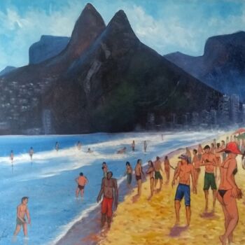 Pintura titulada "Praia de Ipanema Rio" por Sandro José, Obra de arte original, Acrílico