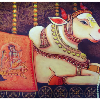 Painting titled "Nandi3" by Sangita Agarwal, Original Artwork, Acrylic