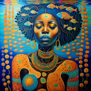 Schilderij getiteld "African beauty unde…" door Sanja Jancic, Origineel Kunstwerk, Acryl