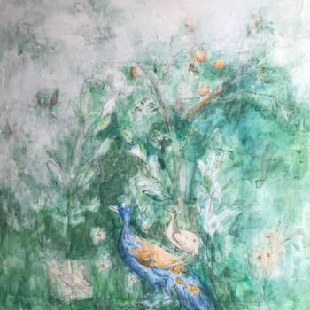 Painting titled "Oiseaux" by Sanrey, Original Artwork, Watercolor