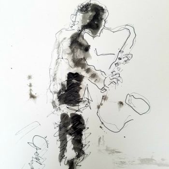 Drawing titled "Jazz no 2" by Marc Turpaud, Original Artwork, Ink