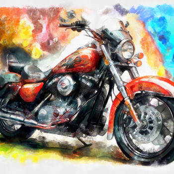 Artes digitais intitulada "HARLEY DAVIDSON" por Santos Merchán, Obras de arte originais, Pintura digital