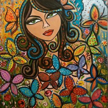 Pintura titulada "Butterflies are free" por Sara Tamjidi, Obra de arte original, Acrílico