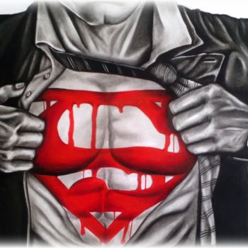 Desenho intitulada "Superman" por Sarah Berthier, Obras de arte originais