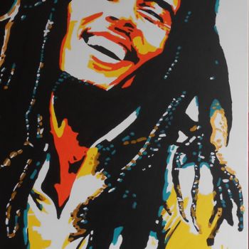 Schilderij getiteld "Bob Marley" door Sarah Ferrari, Origineel Kunstwerk, Acryl