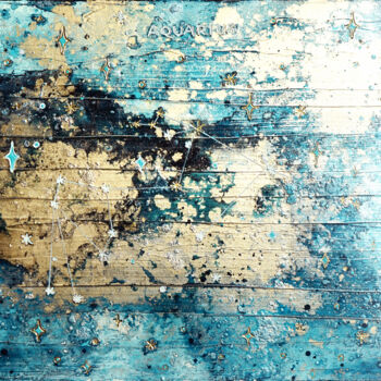 Картина под названием "Blue Aquarius 1" - Sarah I. Avni, Подлинное произведение искусства, Акрил Установлен на Деревянная ра…