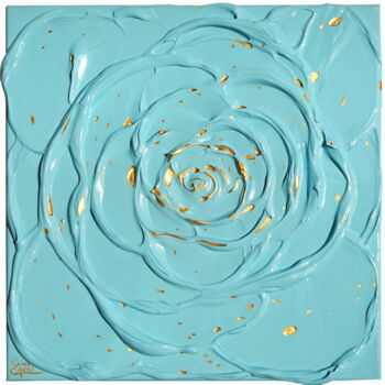 Peinture intitulée "Little Blue Rose wi…" par Sarah I. Avni, Œuvre d'art originale, Acrylique Monté sur Châssis en bois