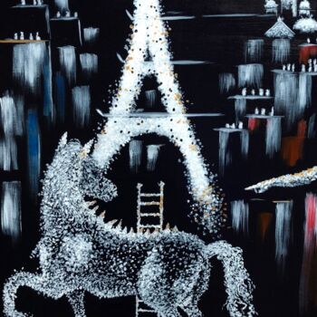 Malerei mit dem Titel "Cheval de Quoi ?" von Sarah Agathe Salomon, Original-Kunstwerk, Acryl