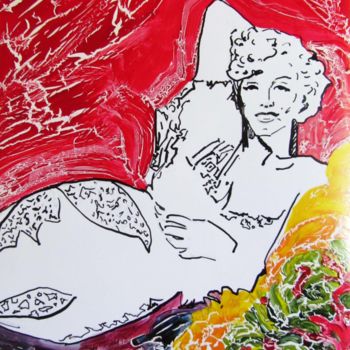 Painting titled "Retrato Primavera" by Sara Raquel Sarangello, Original Artwork, Ink