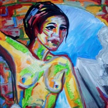 Painting titled "Nude femme" by Sara Raquel Sarangello, Original Artwork, Acrylic