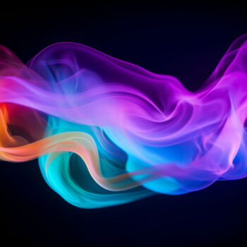 Digitale Kunst getiteld "Colored smoke on a…" door Saras, Origineel Kunstwerk, AI gegenereerde afbeelding