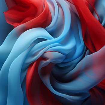 Digitale Kunst mit dem Titel "Floating blue-red s…" von Saras, Original-Kunstwerk, Digitale Malerei