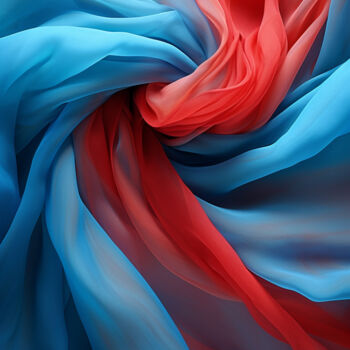 Malerei mit dem Titel "Floating blue-red s…" von Saras, Original-Kunstwerk, KI-generiertes Bild