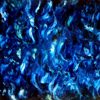 Pittura intitolato "Shades of Blue" da Fatima Sardinha, Opera d'arte originale, Olio Montato su Telaio per barella in legno