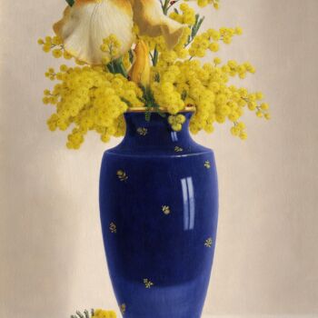 Ζωγραφική με τίτλο "Bouquet de mimosas…" από Reza Sarrafi, Αυθεντικά έργα τέχνης, Λάδι