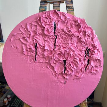Γλυπτική με τίτλο "Pink and black circ…" από Sasha Robinson, Αυθεντικά έργα τέχνης, Ξύλο