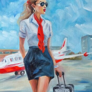 Painting titled "Fly with me" by Sasha Savona, Original Artwork, Oil Mounted on Cardboard