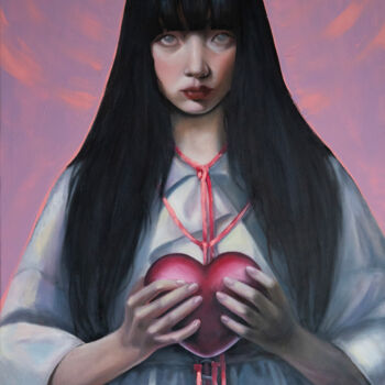 Pintura titulada "Japanese schoolgirl…" por Sasha Sol, Obra de arte original, Oleo Montado en Bastidor de camilla de madera