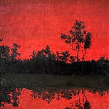 "Red Sunset" başlıklı Tablo Sasha Solomon tarafından, Orijinal sanat, Petrol