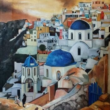 "Santorini" başlıklı Tablo Jose Antonio Zafra López tarafından, Orijinal sanat, Petrol