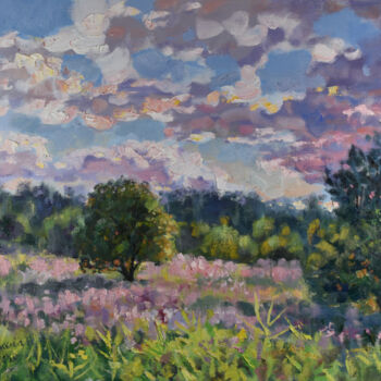 Painting titled "Summer Landscape Na…" by Natalya Savenkova, Original Artwork, Oil