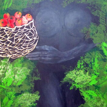 Schilderij getiteld "Девушка с яблоками" door Anastasiia Shaverina, Origineel Kunstwerk, Acryl