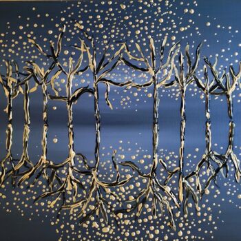 Malerei mit dem Titel "Mirror trees" von Anastasiia Shaverina, Original-Kunstwerk, Acryl