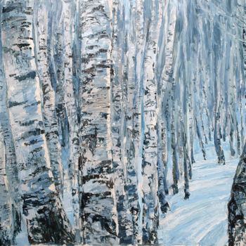 Malerei mit dem Titel "Birch" von Roza Savinova, Original-Kunstwerk, Öl