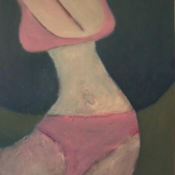 Painting titled "Pink Bikini" by Scott Spencer, Original Artwork, Oil Mounted on Wood Stretcher frame