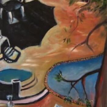 绘画 标题为“Poolside” 由Scott Spencer, 原创艺术品, 油 安装在木质担架架上