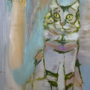 绘画 标题为“Feline” 由Scott Spencer, 原创艺术品, 油 安装在木质担架架上