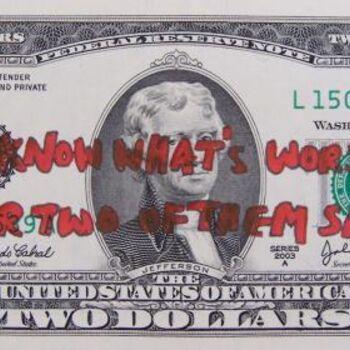 Drawing titled "Two Dollar Bill" by Scott Spencer, Original Artwork, Collages
