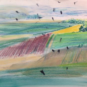 Malerei mit dem Titel "Lavande et Tournesol" von Sebastian Olivier Burckhardt, Original-Kunstwerk, Aquarell