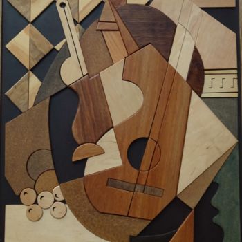 Sculpture titled "tribute to juan gris" by Sebastien Riga, Original Artwork, Wood