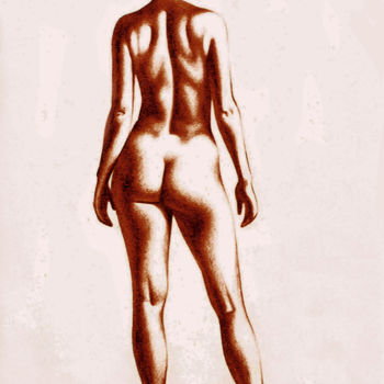 Drawing titled "Red nude #1" by Nikolaj Sednin (Nicolas Sedninne), Original Artwork, Pencil